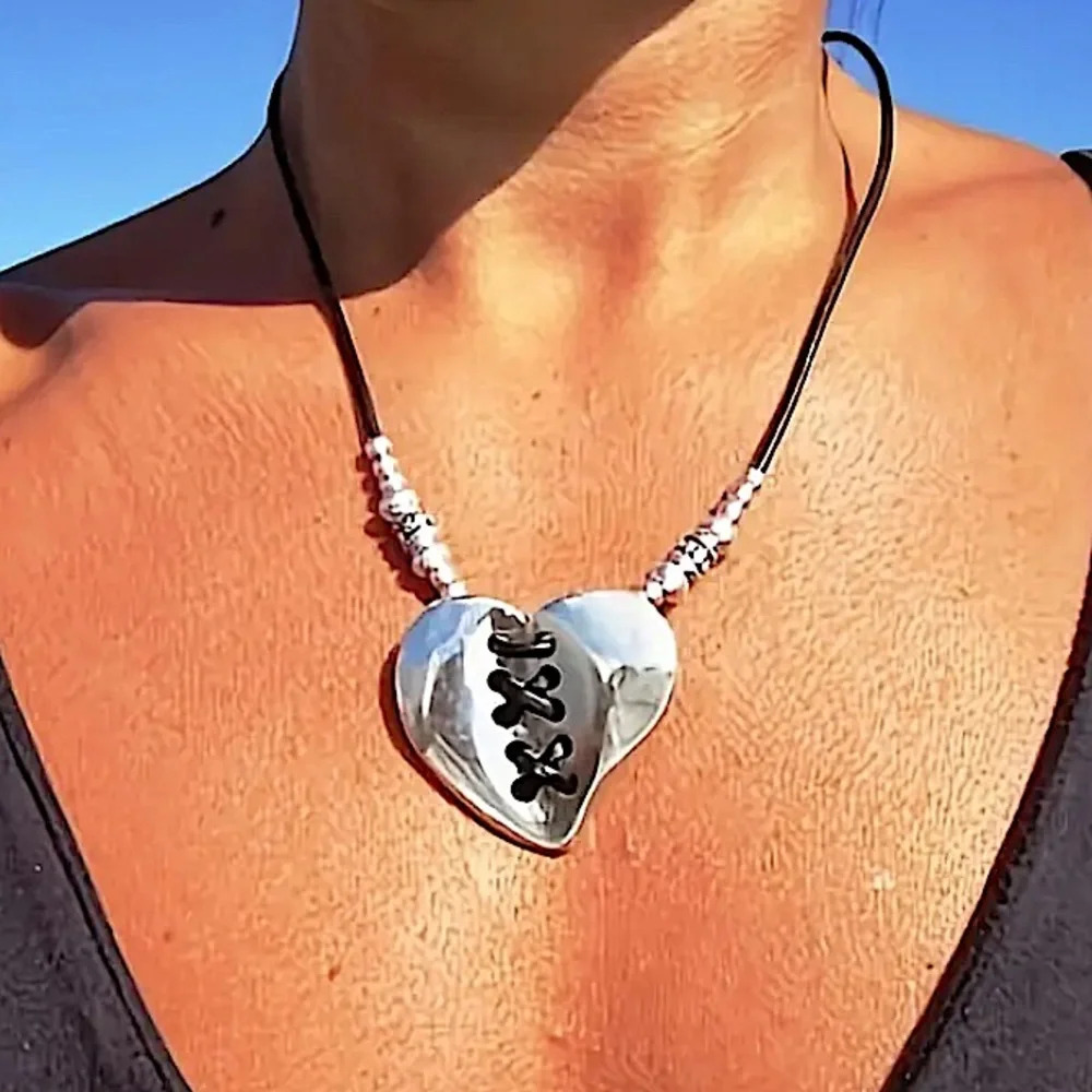 Heart Vintage Statement Pendant Necklace, Bohemian, Boho, Tribal